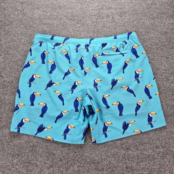 LRD Swim Trunk Shorts Mens 2XL Blue Toucan Print Swim Wear Mesh Lined Drawstring - Picture 7 of 8